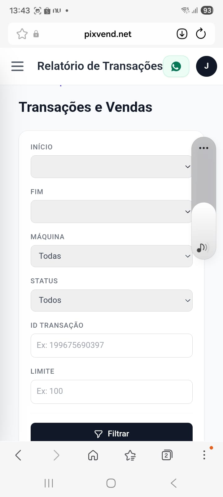 Painel de controle online e offline das Vending Machines e Gruas de Pelúcia